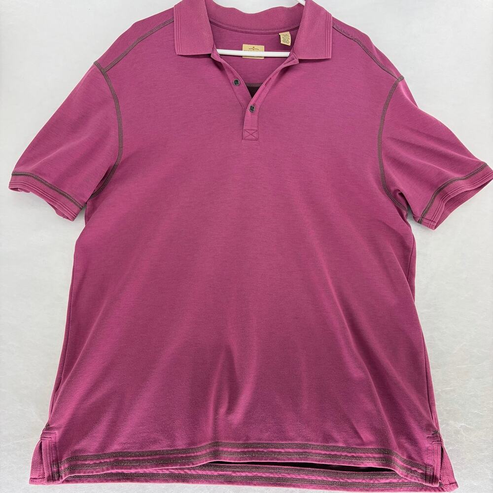 Tommy Bahama Island Crafted Polo Sz L Mauve Pima Cotton Short Sleeve Mens